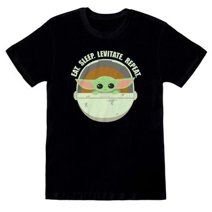 Front - Star Wars: The Mandalorian Unisex Adult Eat Sleep Levitate T-Shirt