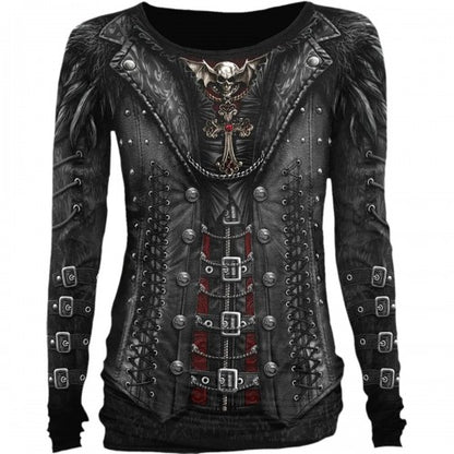 Front - Spiral Direct Womens/Ladies Gothess Wrap Long-Sleeved T-Shirt