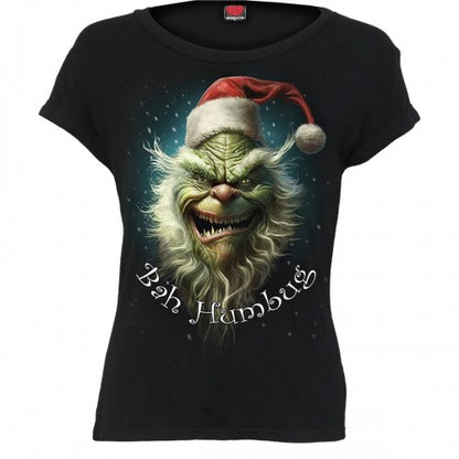 Front - Spiral Direct Womens/Ladies Bah Humbug Short-Sleeved T-Shirt