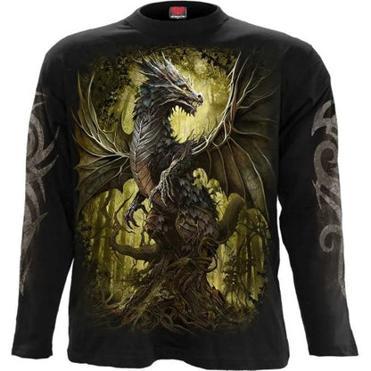 Front - Spiral Direct Unisex Adult Oak Dragon Long-Sleeved T-Shirt