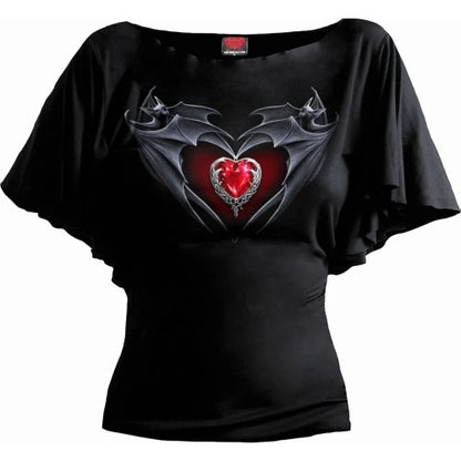 Front - Spiral Direct Womens/Ladies Bat´s Heart Batwing Sleeve Top