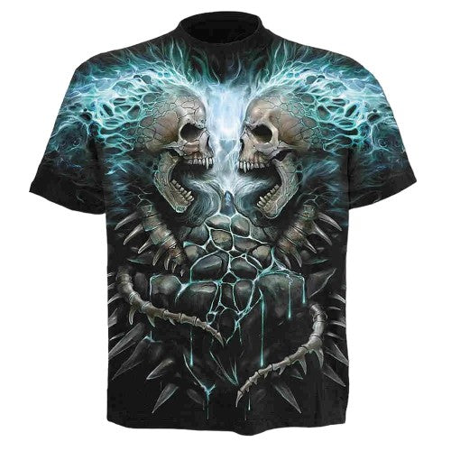 Front - Spiral Direct Unisex Adult Flaming Spine T-Shirt