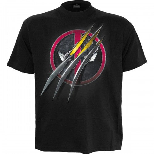 Front - Spiral Direct Unisex Adult Slashed Deadpool T-Shirt