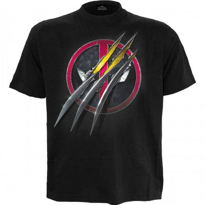 Front - Spiral Direct Unisex Adult Slashed Deadpool T-Shirt
