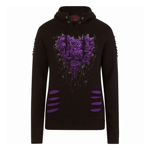 Front - Spiral Direct Womens/Ladies Bleeding Heart Ripped Hoodie