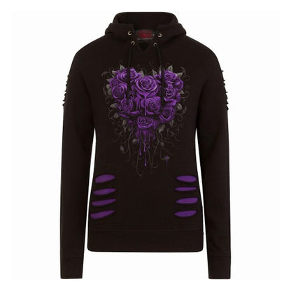 Front - Spiral Direct Womens/Ladies Bleeding Heart Ripped Hoodie