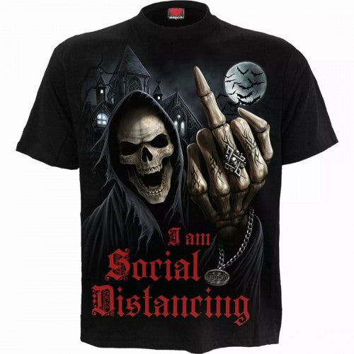 Front - Spiral Direct Unisex Adult Social Distance Short-Sleeved T-Shirt