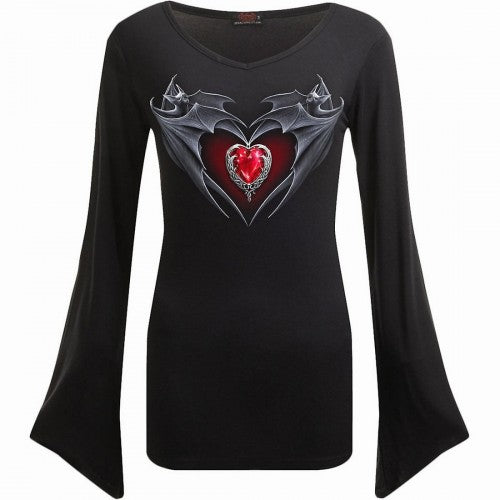 Front - Spiral Direct Womens/Ladies Bat´s Heart Long-Sleeved Top