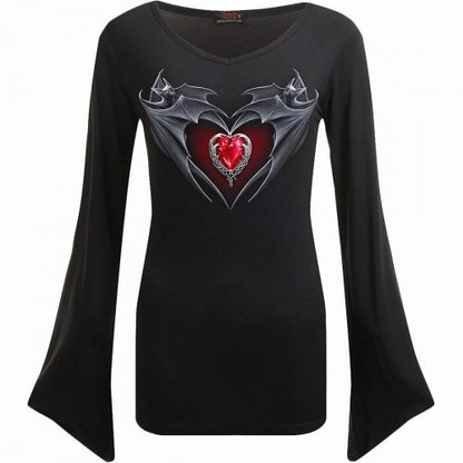 Front - Spiral Direct Womens/Ladies Bat´s Heart Long-Sleeved Top