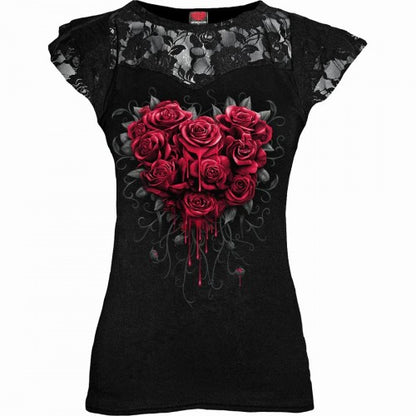Front - Spiral Direct Womens/Ladies Bleeding Heart Capped Sleeved Top