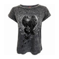 Front - Spiral Direct Womens/Ladies Raven Heart Acid Wash Short-Sleeved T-Shirt