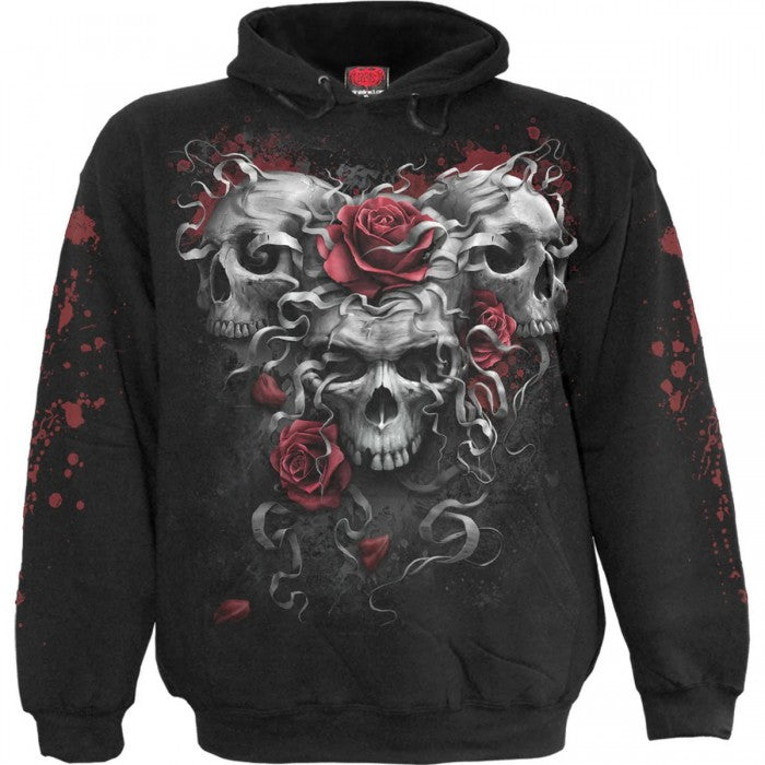 Front - Spiral Direct Unisex Adult Skulls N´ Roses Hoodie