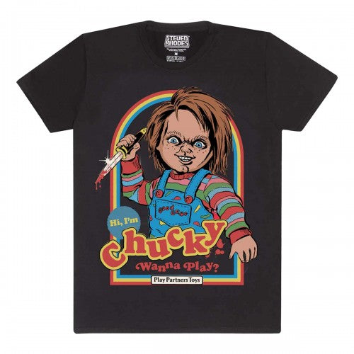 Front - Steven Rhodes Unisex Adult Wanna Play Chucky T-Shirt