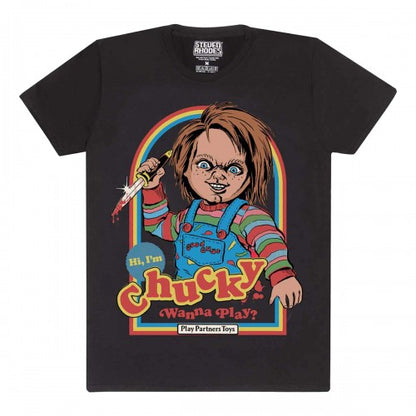 Front - Steven Rhodes Unisex Adult Wanna Play Chucky T-Shirt