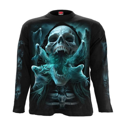 Front - Spiral Direct Unisex Adult Ghost Skull Long-Sleeved T-Shirt