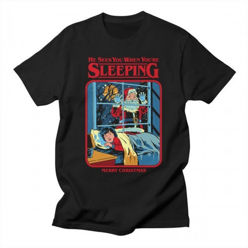 Front - Steven Rhodes Unisex Adult He Sees You When You´re Sleeping T-Shirt
