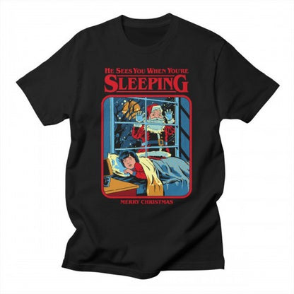 Front - Steven Rhodes Unisex Adult He Sees You When You´re Sleeping T-Shirt