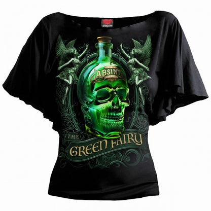 Front - Spiral Direct Womens/Ladies Cat & Fairy Boat Neck Batwing Top