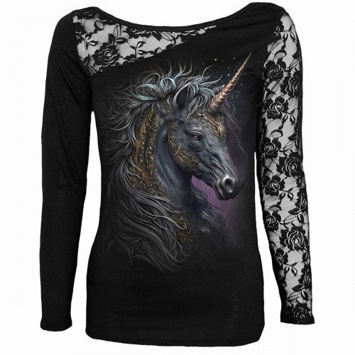 Front - Spiral Direct Womens/Ladies Celtic Unicorn Long-Sleeved T-Shirt