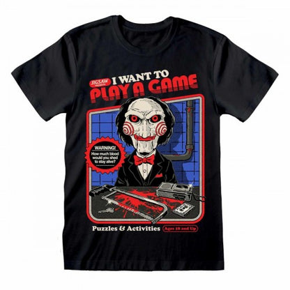 Front - Steven Rhodes Unisex Adult I Want To Play A Game Saw T-Shirt