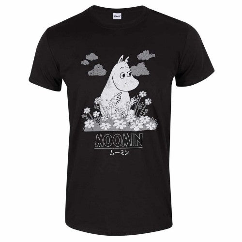 Front - Moomin Unisex Adult Flowers Japanese T-Shirt