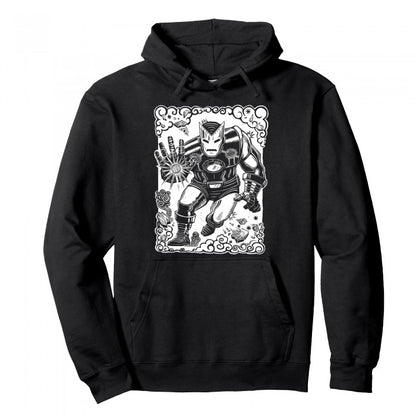Front - Iron Man Unisex Adult Linocut Hoodie