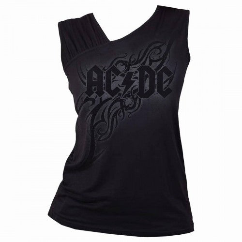 Front - Spiral Direct Womens/Ladies Tribal AC/DC Gathered Shoulder Vest Top