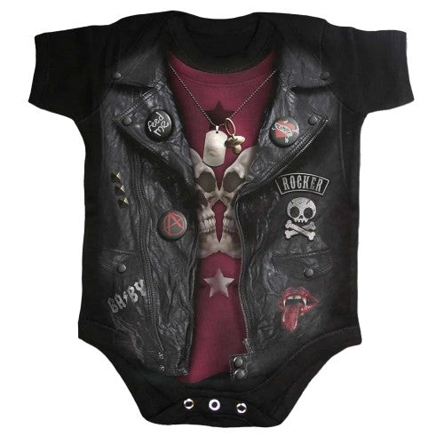 Front - Spiral Direct Baby Biker Sleepsuit