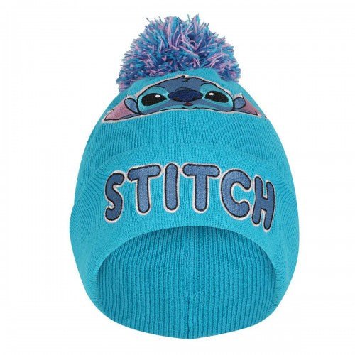 Front - Lilo & Stitch Unisex Adult Face Embroidered Beanie