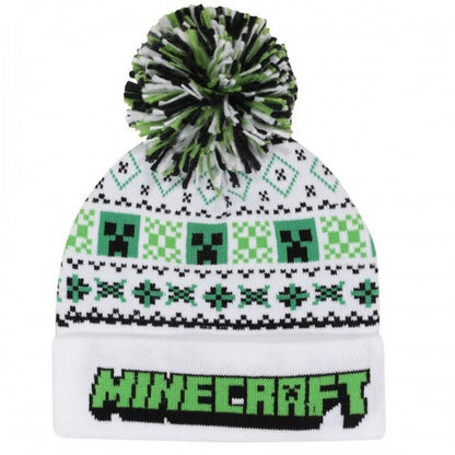 Front - Minecraft Unisex Adult Creeper Pom Pom Skiing Beanie