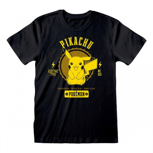 Front - Pokemon Unisex Adult Pikachu Collegiate T-Shirt
