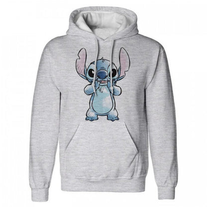 Front - Lilo & Stitch Unisex Adult Hands On Face Sketch Hoodie