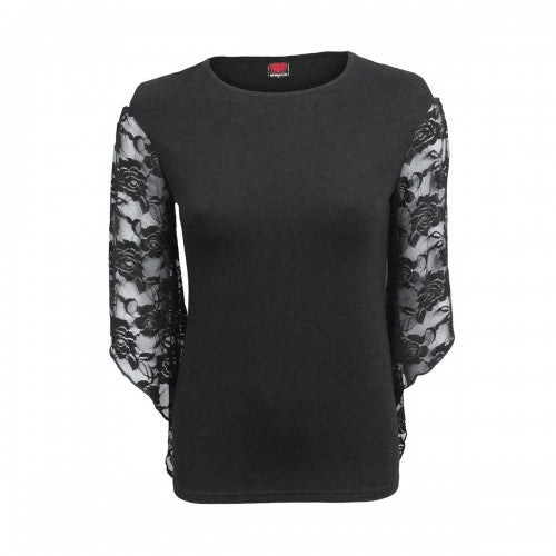 Front - Spiral Direct Womens/Ladies Rose Lace Detail Long-Sleeved Top
