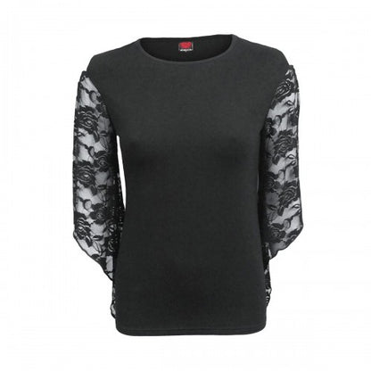 Front - Spiral Direct Womens/Ladies Rose Lace Detail Long-Sleeved Top