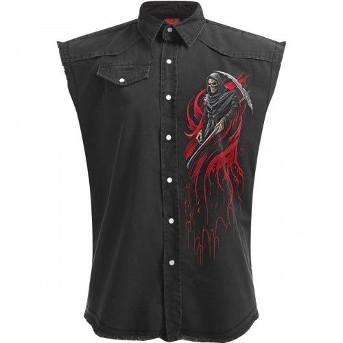 Front - Spiral Direct Mens Screaming Death Stone Wash Sleeveless Shirt