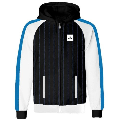 Front - Playstation Unisex Adult Striped Logo Hoodie
