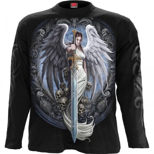 Front - Spiral Direct Mens Angel Sword Cotton Long-Sleeved T-Shirt