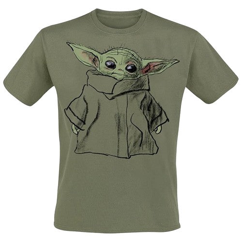 Front - Star Wars The Mandalorian Unisex Adult Grogu Sketch T-Shirt