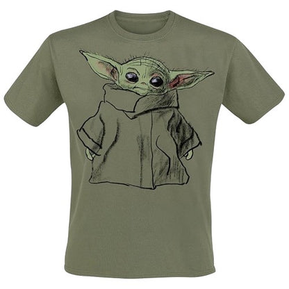 Front - Star Wars The Mandalorian Unisex Adult Grogu Sketch T-Shirt