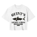 Front - Jaws Womens/Ladies Quints Shark Fishing Crop T-Shirt