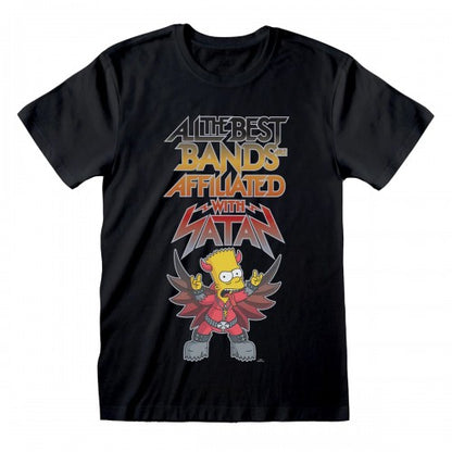 Front - The Simpsons Unisex Adult Bands With Satan T-Shirt