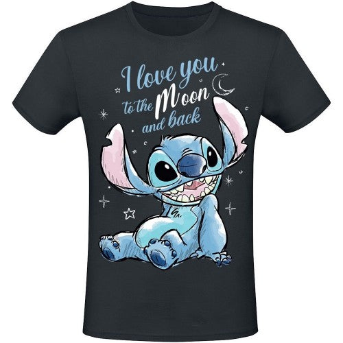 Front - Lilo & Stitch Unisex Adult I Love You To The Moon And Back Stitch T-Shirt