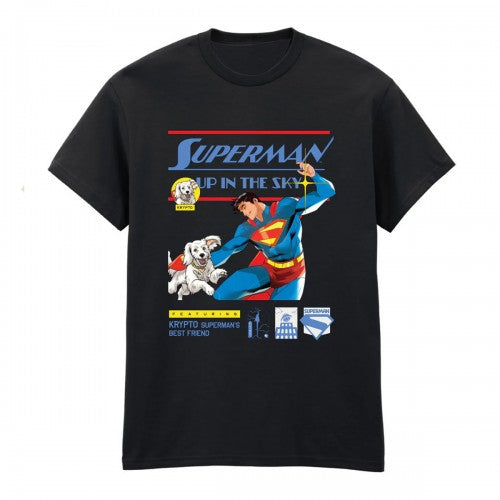 Front - Superman Unisex Adult Up In The Sky T-Shirt