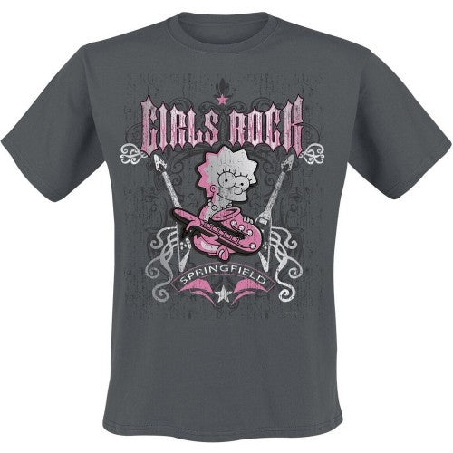 Front - The Simpsons Unisex Adult Girls Rock T-Shirt
