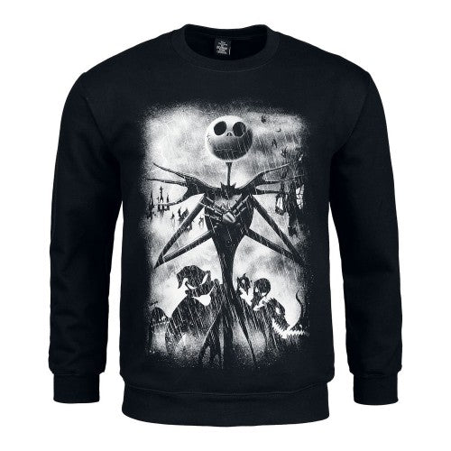 Front - The Nightmare Before Christmas Unisex Adult Horror Scene Sweatshirt
