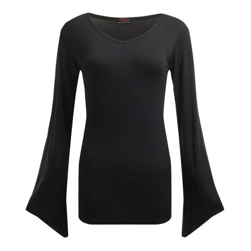Front - Spiral Direct Womens/Ladies V Neck Goth Sleeve Top