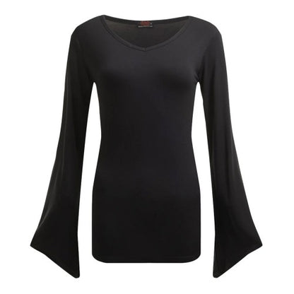 Front - Spiral Direct Womens/Ladies V Neck Goth Sleeve Top
