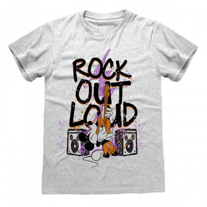Front - Disney Unisex Adult Rock Out Loud Mickey T-Shirt