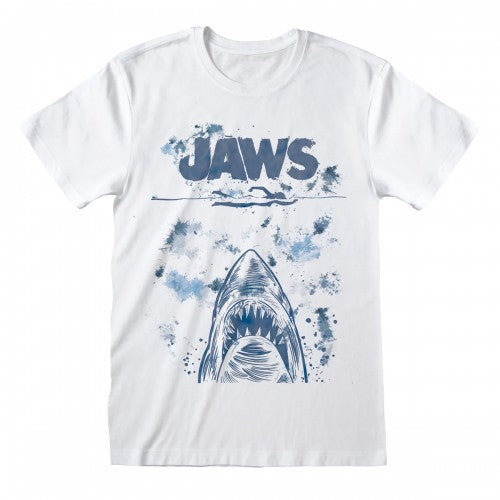 Front - Jaws Unisex Adult Splatter T-Shirt