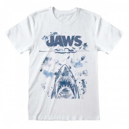Front - Jaws Unisex Adult Splatter T-Shirt